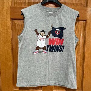 MINNESOTA TWINS Baseball Youth Boys XL YXL Bear Gray Sleeveless Shirt T-Shirt